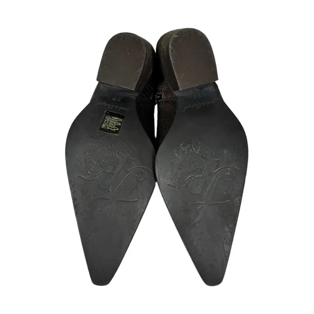 Free People Jackson West Ankle Boot 37 7 Brown Black Leather Bootie Boho - Picture 6 of 10